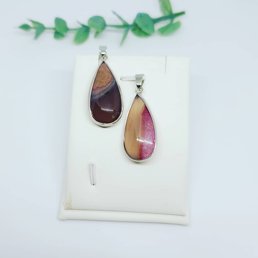 Rainbow Agate Teardrop Pendants